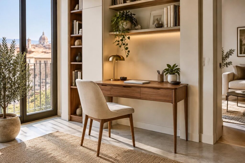 Bureau design moderne avec rangement : bois, italien et solutions pour petits espaces